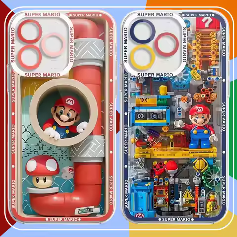 Cute M-Mario Building Blocks Case For Samsung Galaxy S25 Edge S23 S22 S21 S24 Ultra Plus FE A56 A26 A36 5G A16 A06 4G A17 A07