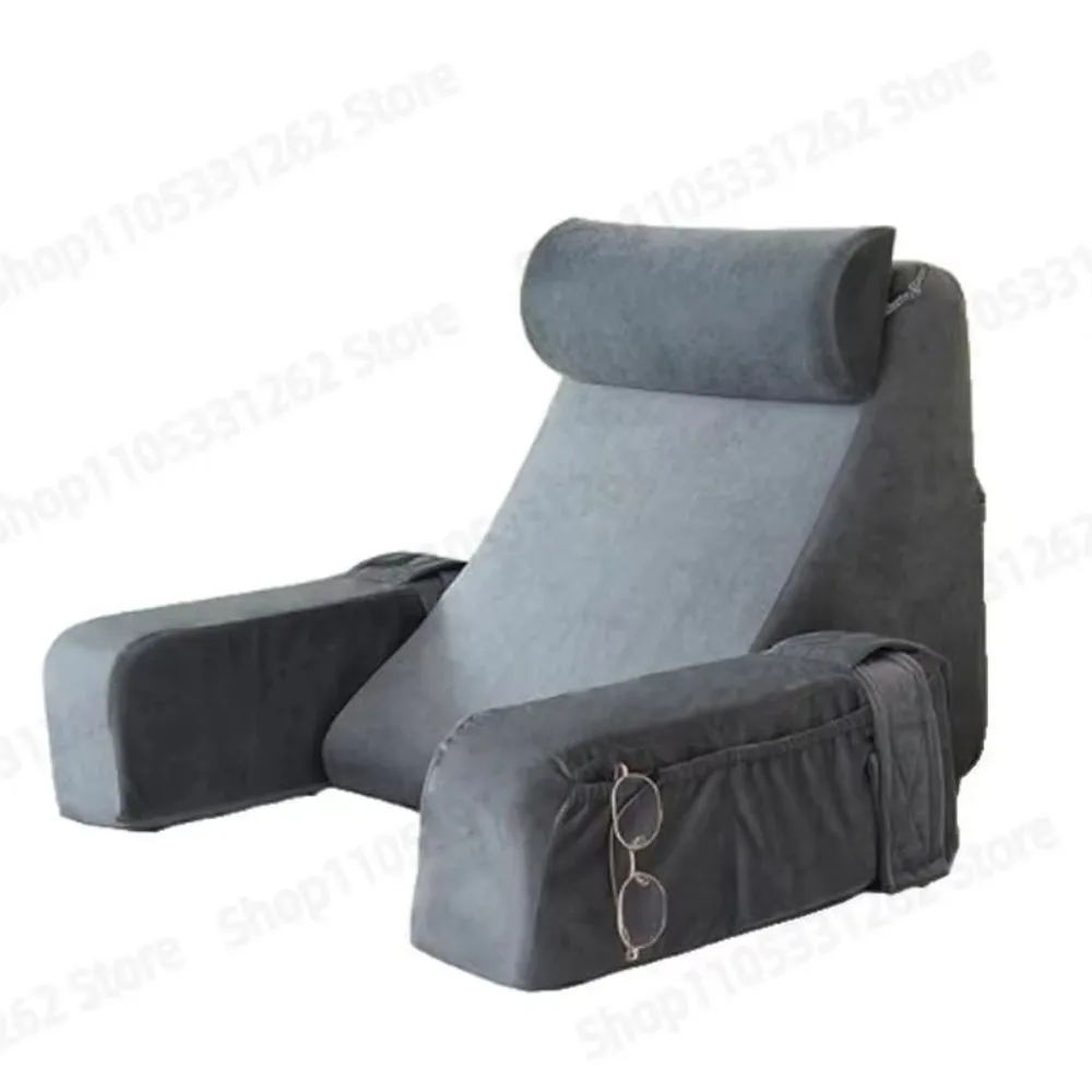 Reading Pillow with Armrest Backrest Lumbar Support Cushion for Bed Sofa Wedge Shaped Sit Up Recline