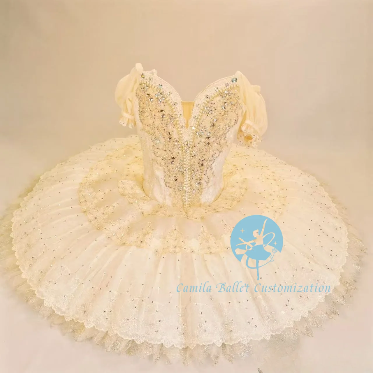 

New beige gentle fairy Pakita Raymond Silver Fairy Variation Ballet TUTU Competition Performance Skirt Adults and Kids