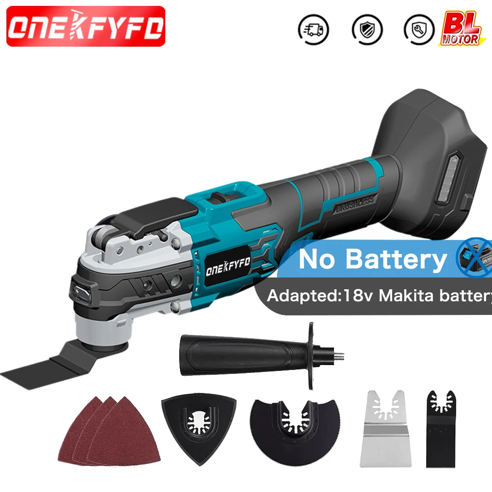 

ONEKFYFD Electric Brushless Oscillating 6 Speed Trimmer Saw Renovation Power Machine Multi-function for Makita 18V Battery