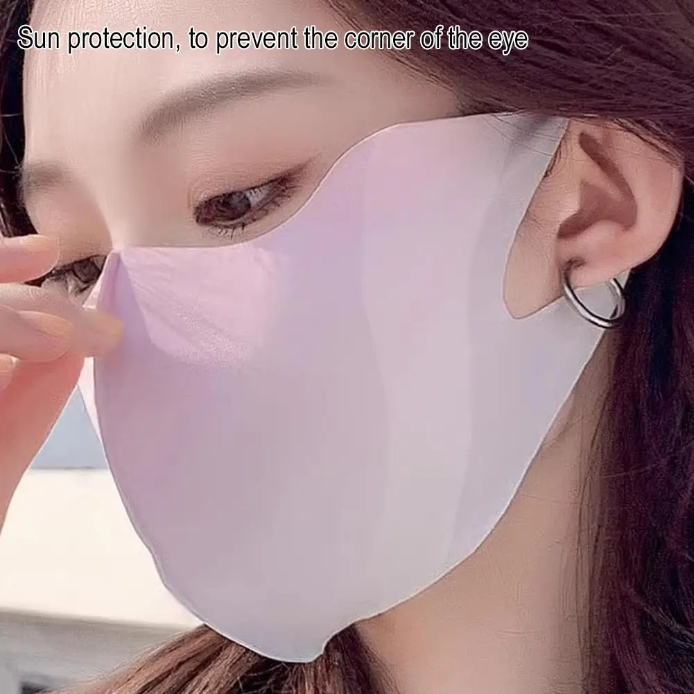 หน้ากากผ้าไหมน้ําแข็งสําหรับผู้หญิงป้องกันแสงแดด UPF 50+ UV Face Cover Breathable Eye Protection Face Mask สําหรับตกปลาเดินป่าขี่จักรยาน