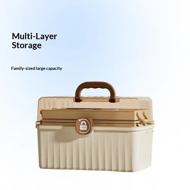 3 Tier Foldable Medicine Organizer Space Saving Multi Compartments First Aid Storage Container for Home Office Use view 2