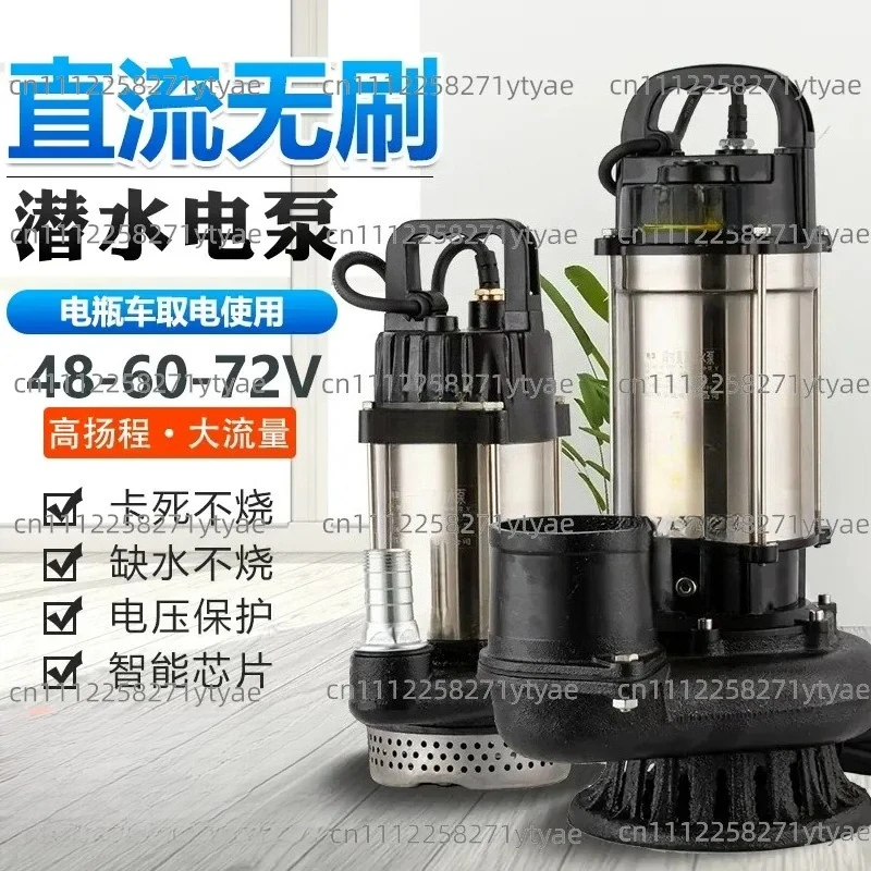 Large flow brushless DC submersible pump 48v60v72V vegetable watering 3 inch 4 inch small electric battery car water pump