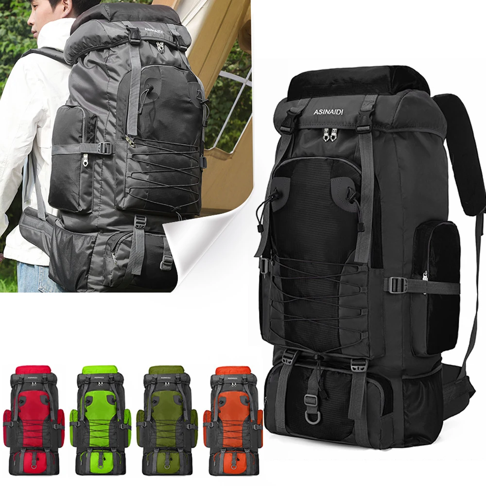 80L Camping Backpack Large Travel Outdoor Sports Hiking Trekking Mountaineering Climbing Shoulder Pack Waterproof Tactical Bag