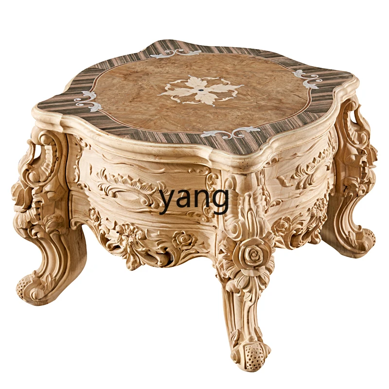 LH solid wood carving flower ribbon glass countertop corner few telephone villa furniture