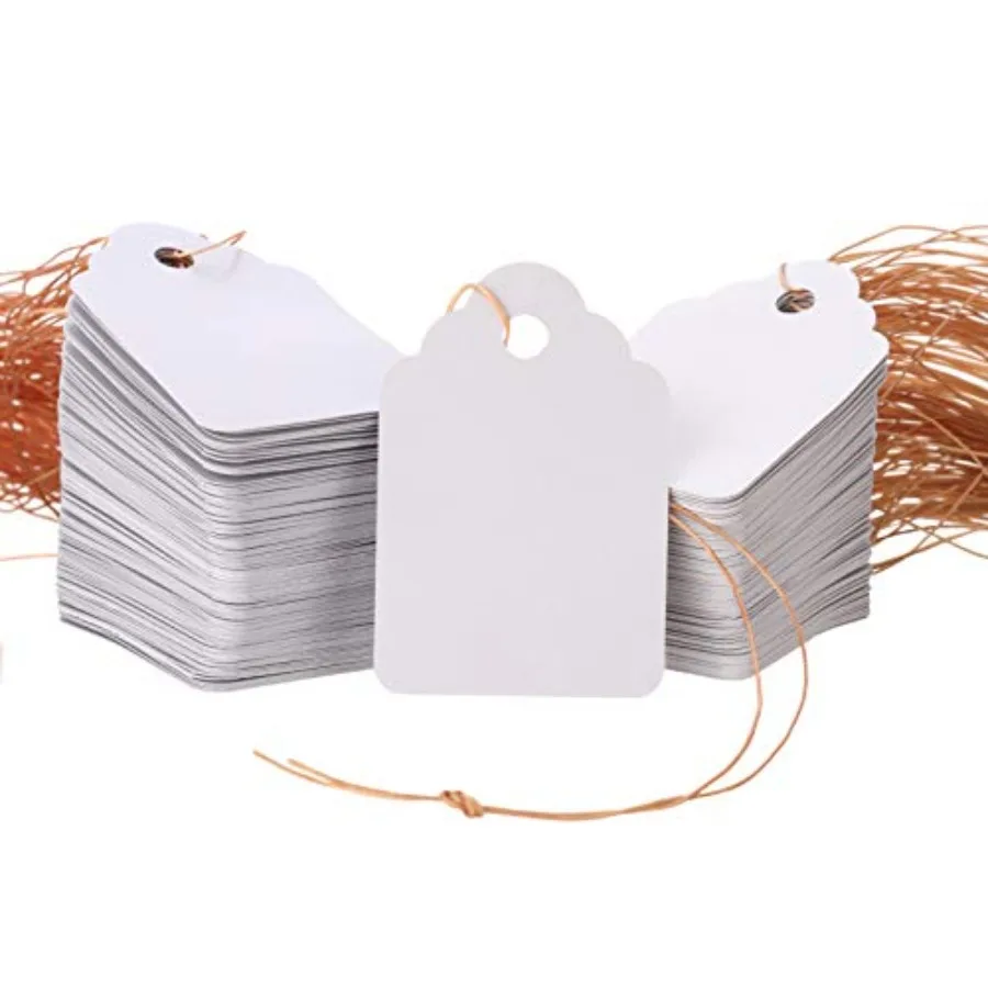1000Pcs Waterproof Plant Tags with Strings 1.81.2 Inch PVC Plastic Garden Labels, Reusable UV Resistant White Hanging Tags for