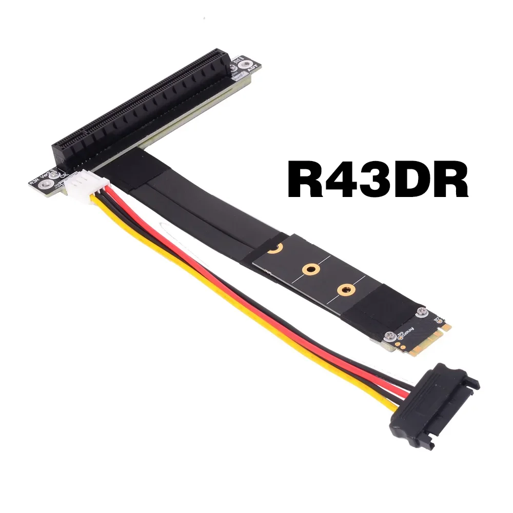 R43DR M.2 NGFF NVMe STX Motherboard GPU Graphics Card to PCIE 3.0 X16 Adapter 270° Rotation Cable for SSD M-Key 32Gbps