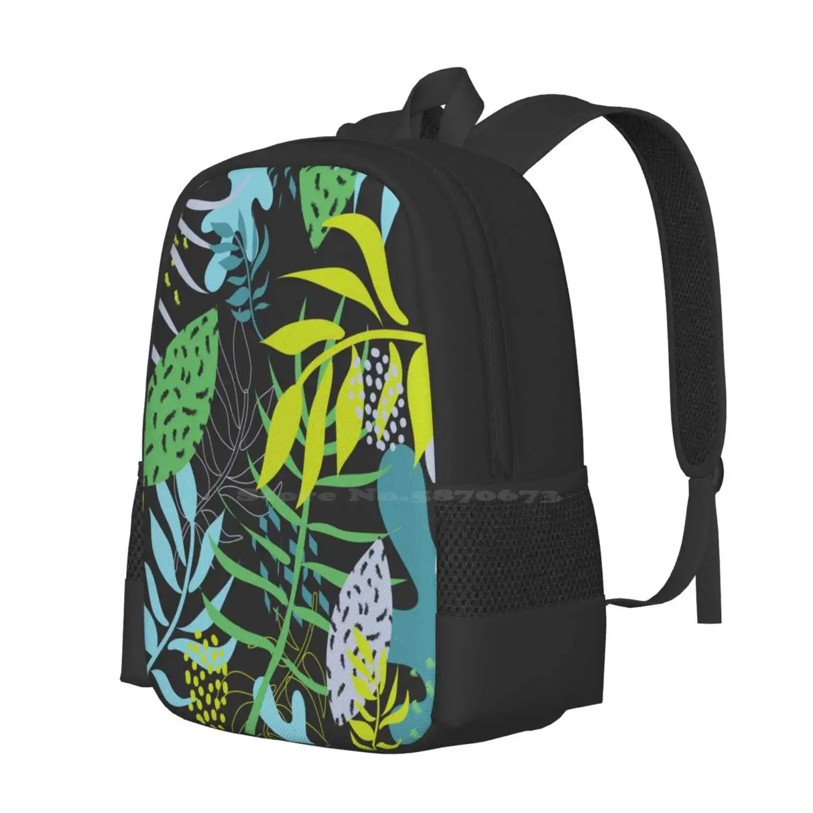 Vibrant Jungle Leaves-Kids Pattern New Arrivals Unisex Bags Student Bag Backpack Vibrant Leaf Leaves 60Ies 60S Vibes 70S 80S