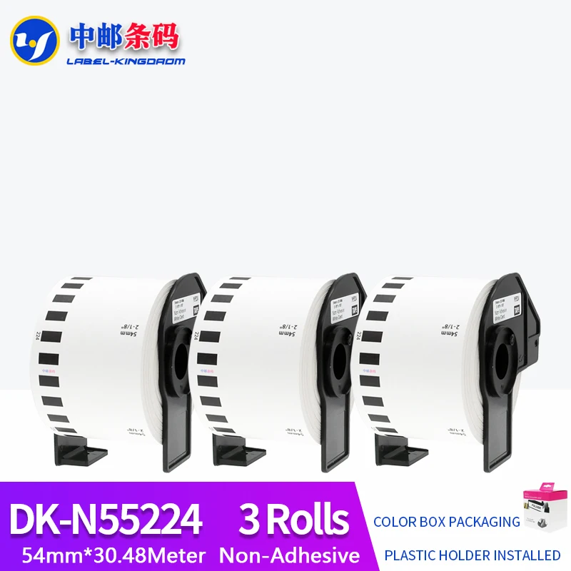 

3 Rolls Generic DK-N55224 Label Non-Adhesive 54mm*30.48M Compatible for Brother Printer QL-570/700 All Come with Plastic Holder