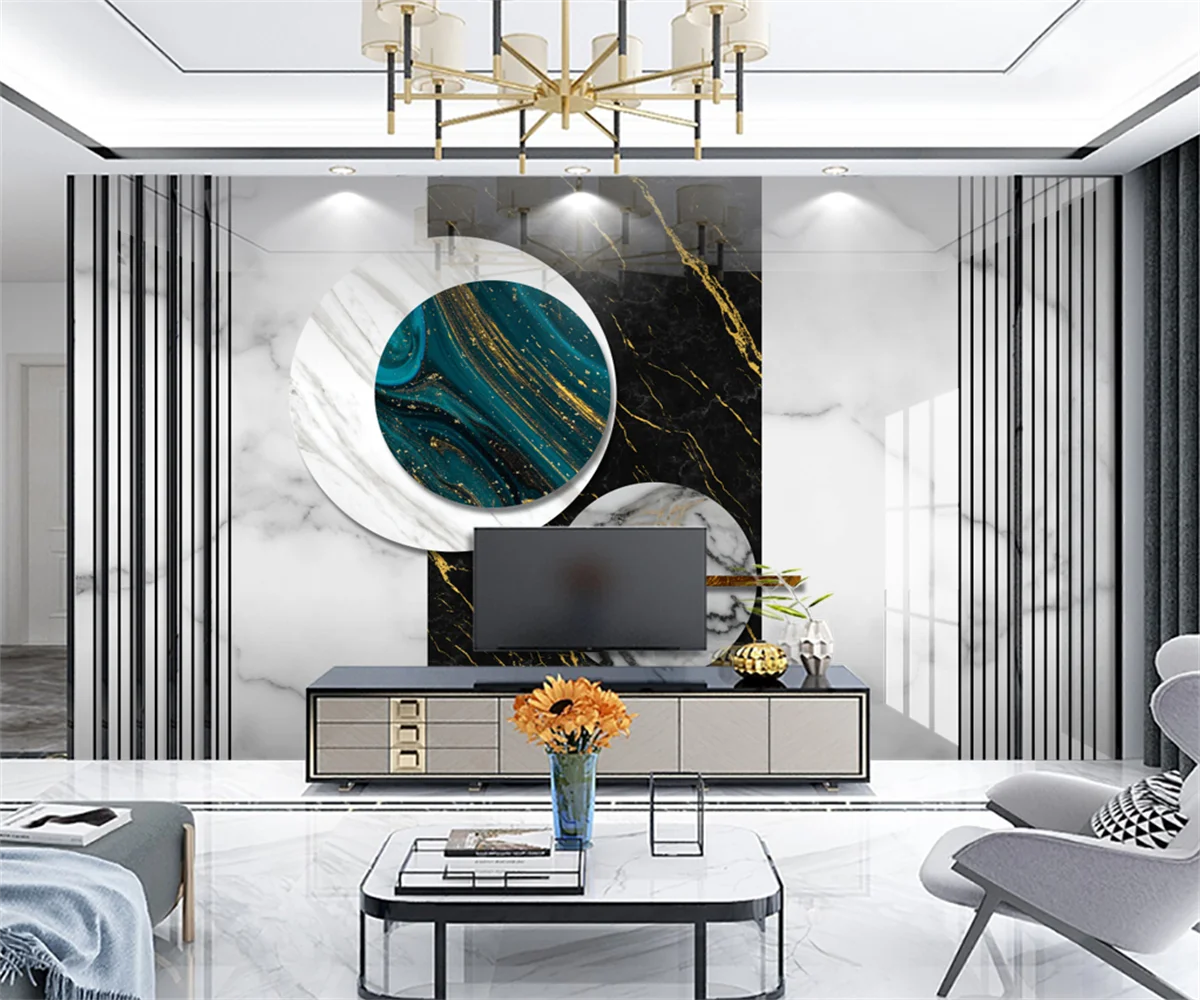 beibehang Customized modern marble pattern combination papier peint geometric solid sofa living room background wallpaper