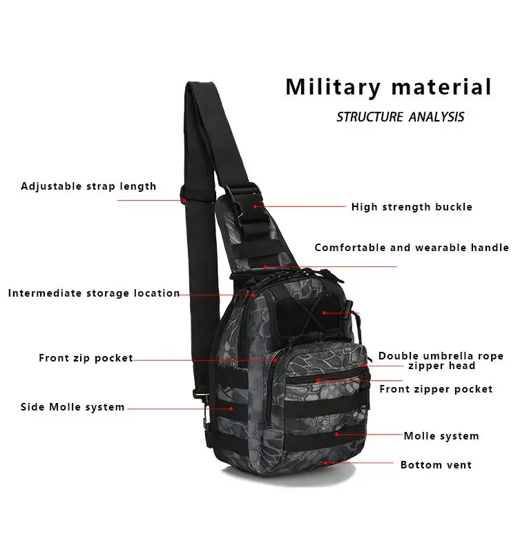 Backpack Shoulder Bag Camping Outdoor Sling Bag Fishing Bag Right Left Adjustable Hiking Trekking Backpack