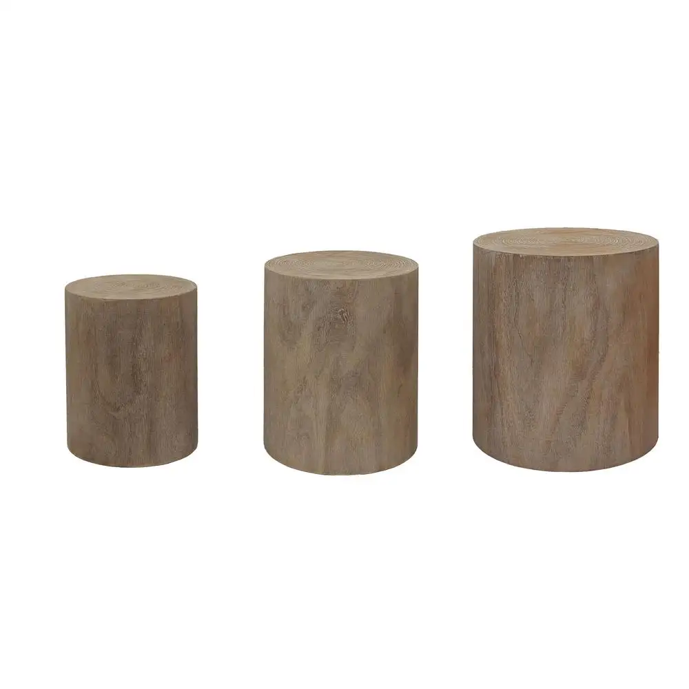 Rustic Wood Stump Tables Set of 3 Accent End Coffee Plant Stand Decorative Nesting Cylindrical