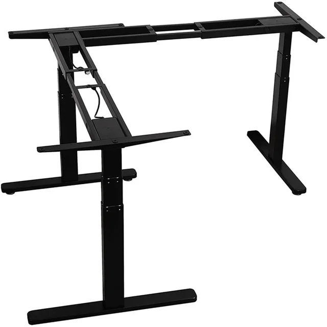 L Shaped Electric Height Adjustable Standing Desk Sit Stand Up Home Office Computer Gaming Table Long Large Black