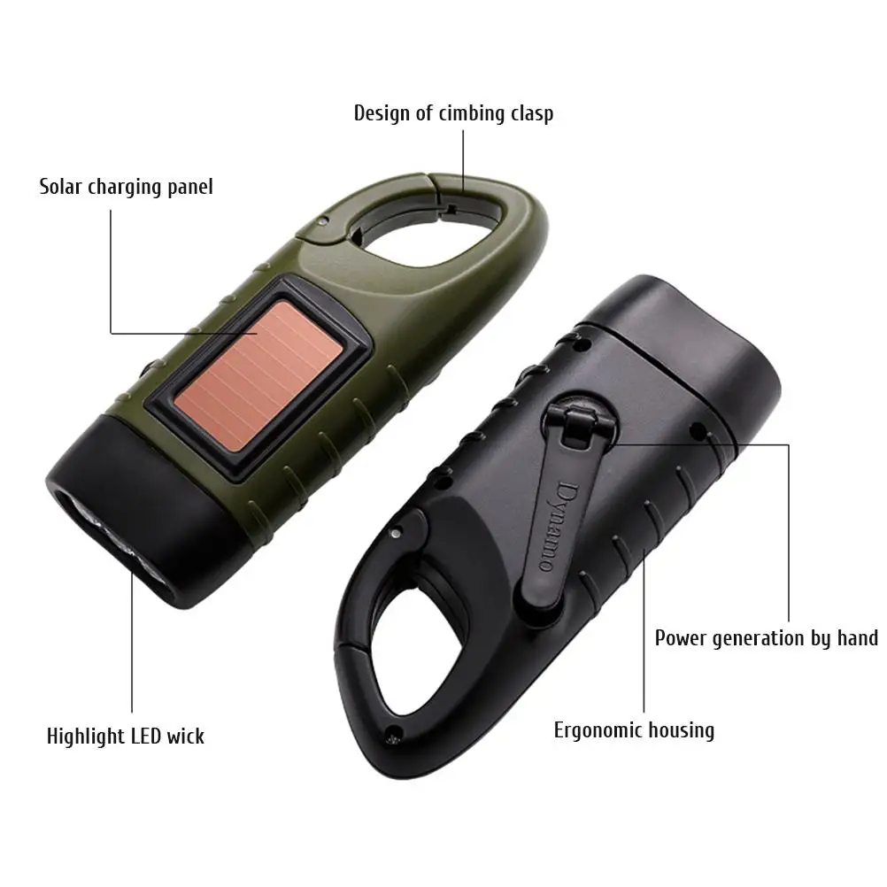Solar Powered Flashlight Rechargeable Emergency LED Light Lamp Survival Flashlight for Outdoor Camping Mountaineering