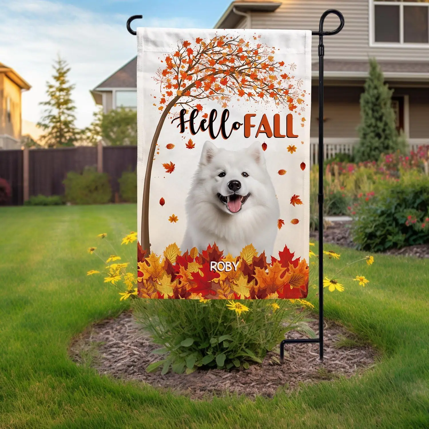 Hello Fall Leave Garden Flag Funny Australian Shepherd Dog Decor Welcome Banner 12.5x18 Inches bob VVL YYX EEZ