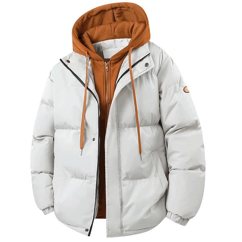 

Men Plush and Thick Cotton Coats Men Windproof Thick Warm Snow Parkas Hooded Fake Two Cotton Coats Autumn and Winter Parkas