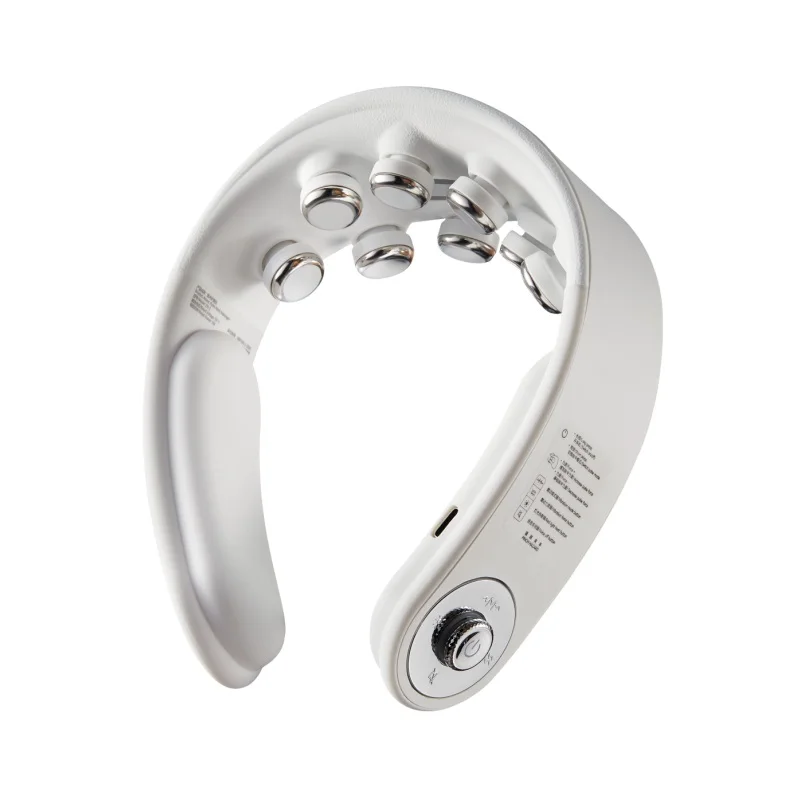 Tragbares Private Label Smart Pulse Nackenmassagegerät mit Heizpunktvibration und LED-Licht für den Heimgebrauch