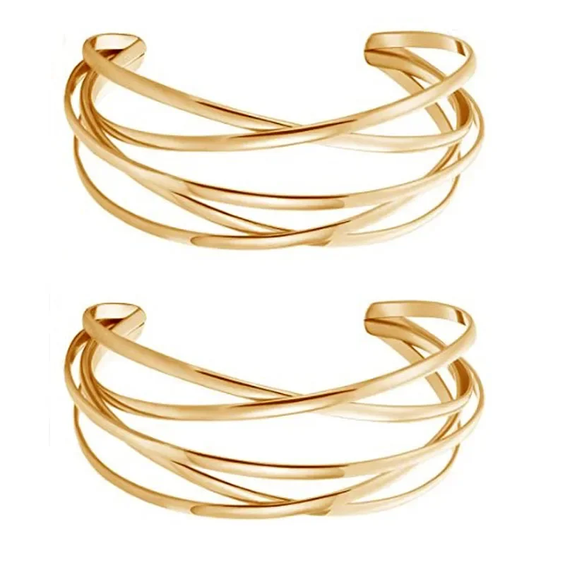 Gold Plated Metal Bracelet Wire Hollow Luxury Open Cuff Vintge Bracelet Women Teenager Girls Summer Pulseras Браслет Женский 팔찌