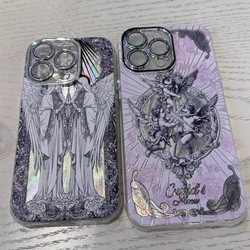 Luxury White Angel Cupid plating silver Case protection for iPhone 16 15 13 12 11 14 Pro Max 15 Plus Coque