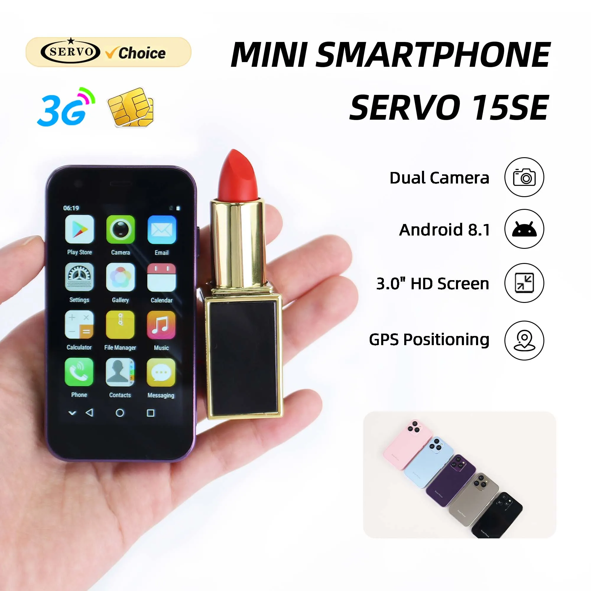 SERVO 15SE Mini Palm Android Mobile Phone 3.0