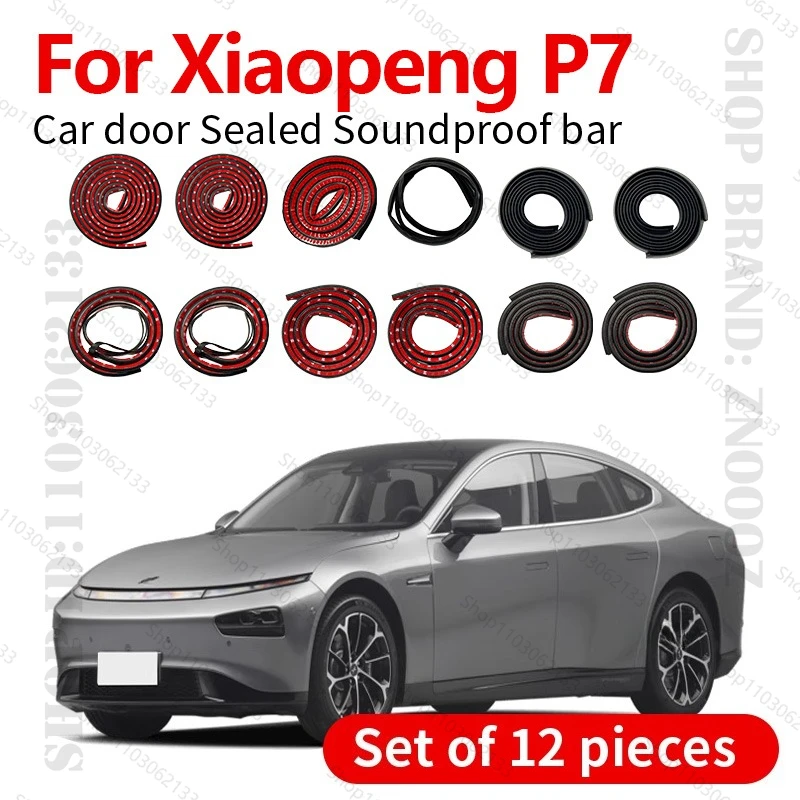 

Для 2020-2025 Xiaopeng P7 уплотнительная лента для двери автомобиля, резиновая двухслойная уплотнительная защита, звукоизоляционная пылезащитная уплотнительная лента, набор из 12 шт.