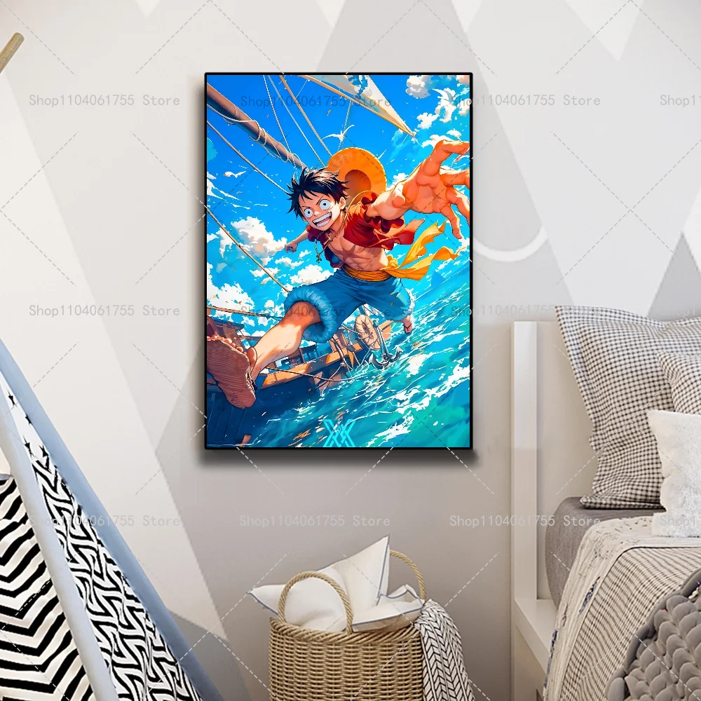 1 قطعة واحدة أنيمي P-PieceS لوفي المشارك ذاتية اللصق الفن ورق مقاوم للماء ملصق مقهى بار غرفة جدار ديكور