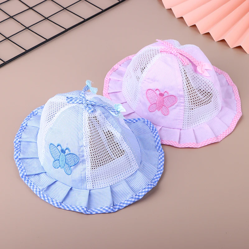 1PC Baby Hat Girl Summer Bucket Fisherman Hat for 3 to 12 Months Infant Girls Toddler Sun Hats Summer Flower Bow-knot Style