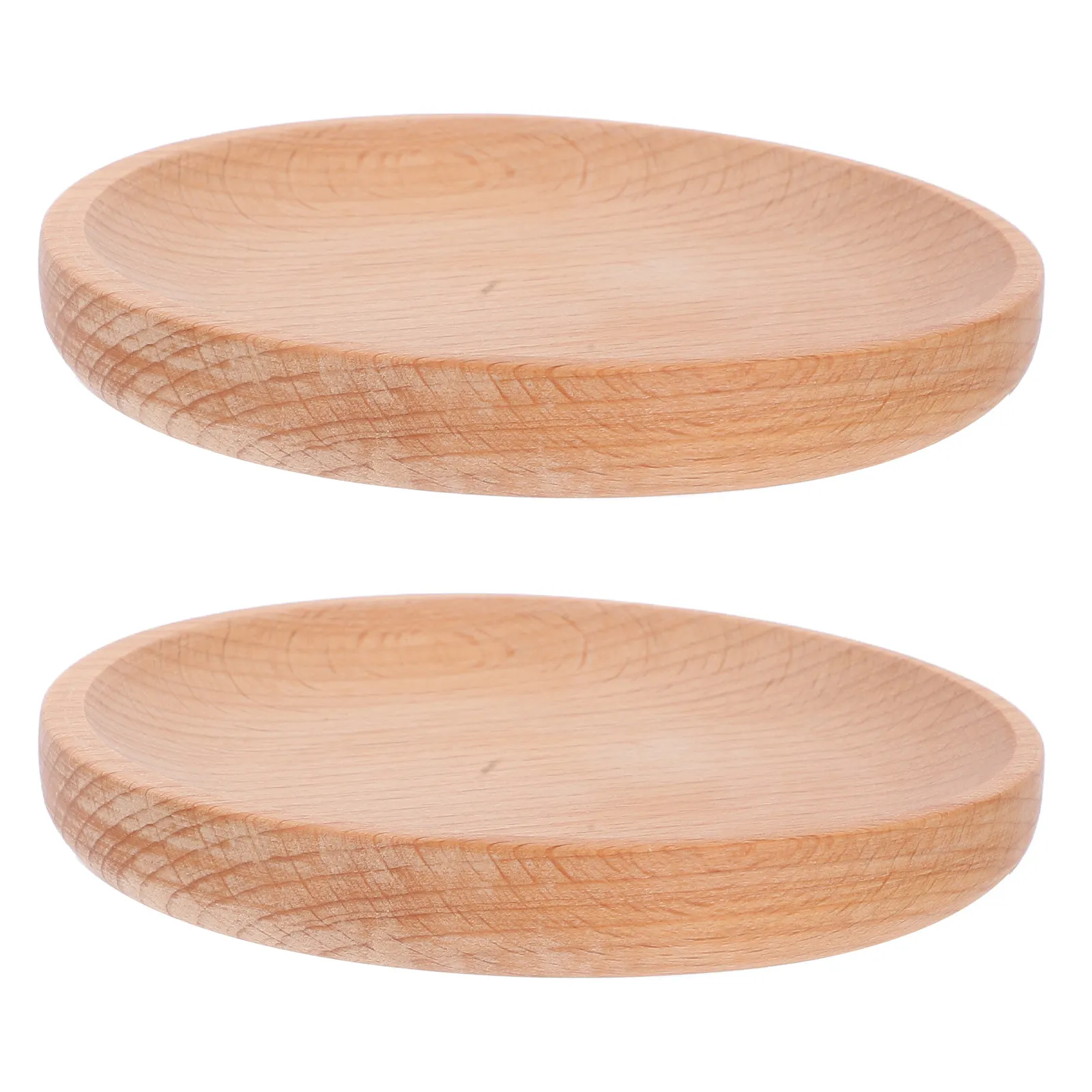 2Pcs Wooden Serving Plate Round Eco Friendly Appetizer Tray with Smooth Finish for Parties Anniversaries Business Events