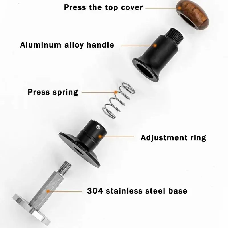 Imagem -06 - Constant Force Stainless Steel Coffee Tamper Ajustável Elástico Equilíbrio Distribuidor Ferramentas Barista 51 mm 53 mm 58 mm 30lbs