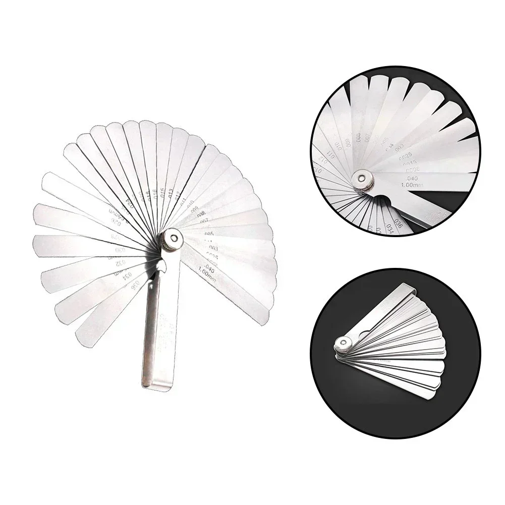 32 Blades Feeler Gauge Stainless Steel Metric 0.02-1.00mm Gap Filler Tune Up Gauge Filler Gauge Valve Clearance Measurement Tool