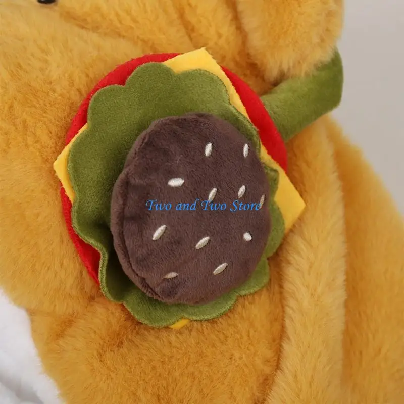 

HX6F Warm Plush Winter Cap with Lovely Hamburger Bear Design For Outdoor Activity Cartoon Trapper Hat for Women Teens Girl