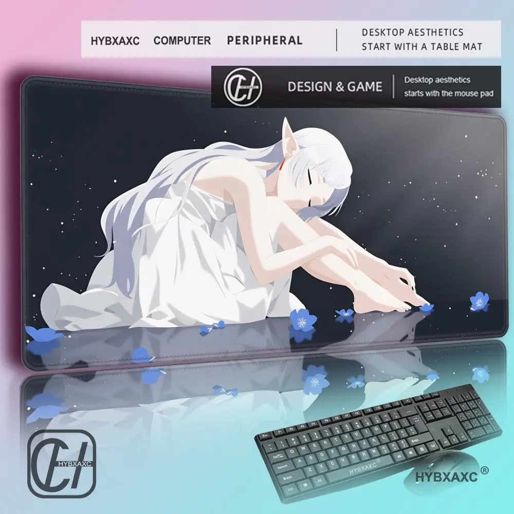 HYBXAXC Anime Frieren at the Funeral Mouse Pad Non-slip Rubber Gamer Balance Computer Mat Decoracion Deskmat Laptop Office Large