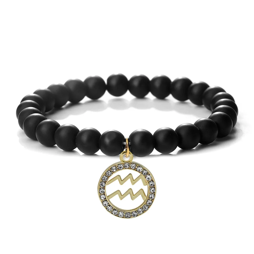 zodiac bracelet female Natural Stone 12 Zodiac Signs Bracelet Bracelet Men's Women's Capricorn Taurus Cancer Virgo Leo Libra Fri