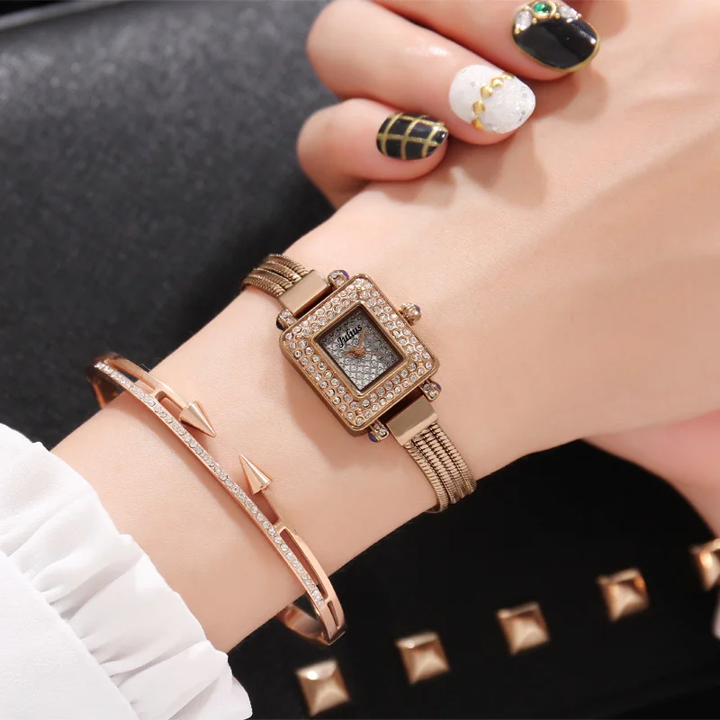 20mm Mini Gold Women's Watch Japan Quartz Hours Fashion Lady Small Clock Bracelet Chain Simple Birthday Girl's Gift Julius Box