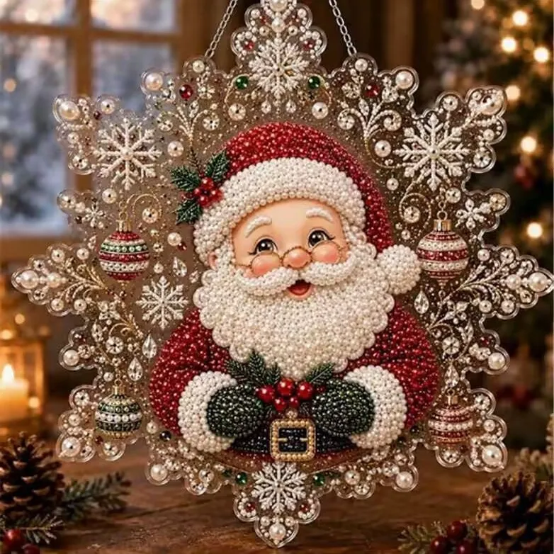 1 Weihnachtsmann-Perlen-Diamant-Malerei-DIY-Set, Weihnachts-Hängedekoration-Bastelset für Erwachsene, einfach zu verwenden und stressabbauend, anfängerfreundlich, ideales Geschenk für Liebhaber von