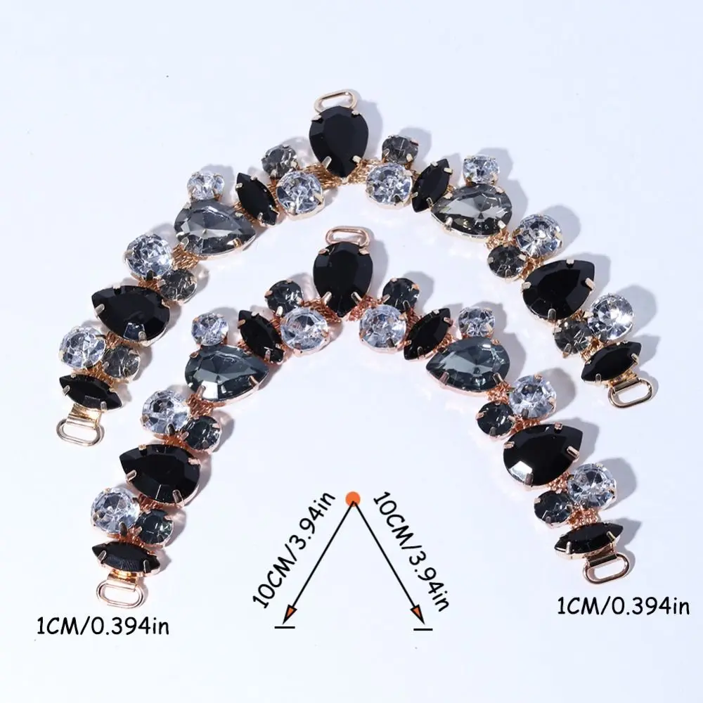 2Pcs Ladies Sandal Beach Slider Decorate Chain Acrylic Crystal Shoe Chain DIY Sewing Accessory Herringbone Slipper Chain