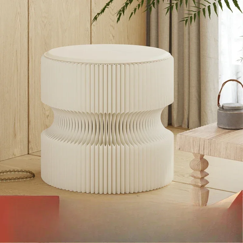 Retractable household single paper stool, double-flip shape commercial foldable kraft paper seat, multi-color optional style