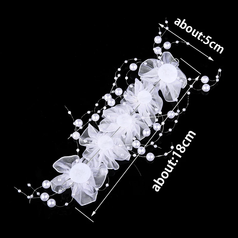 Elegant White Satin Lace Flower Bridal Headband for Women Bridesmaid Vintage Floral Wedding Ceremony Photoshoot Hair Accessories view 2