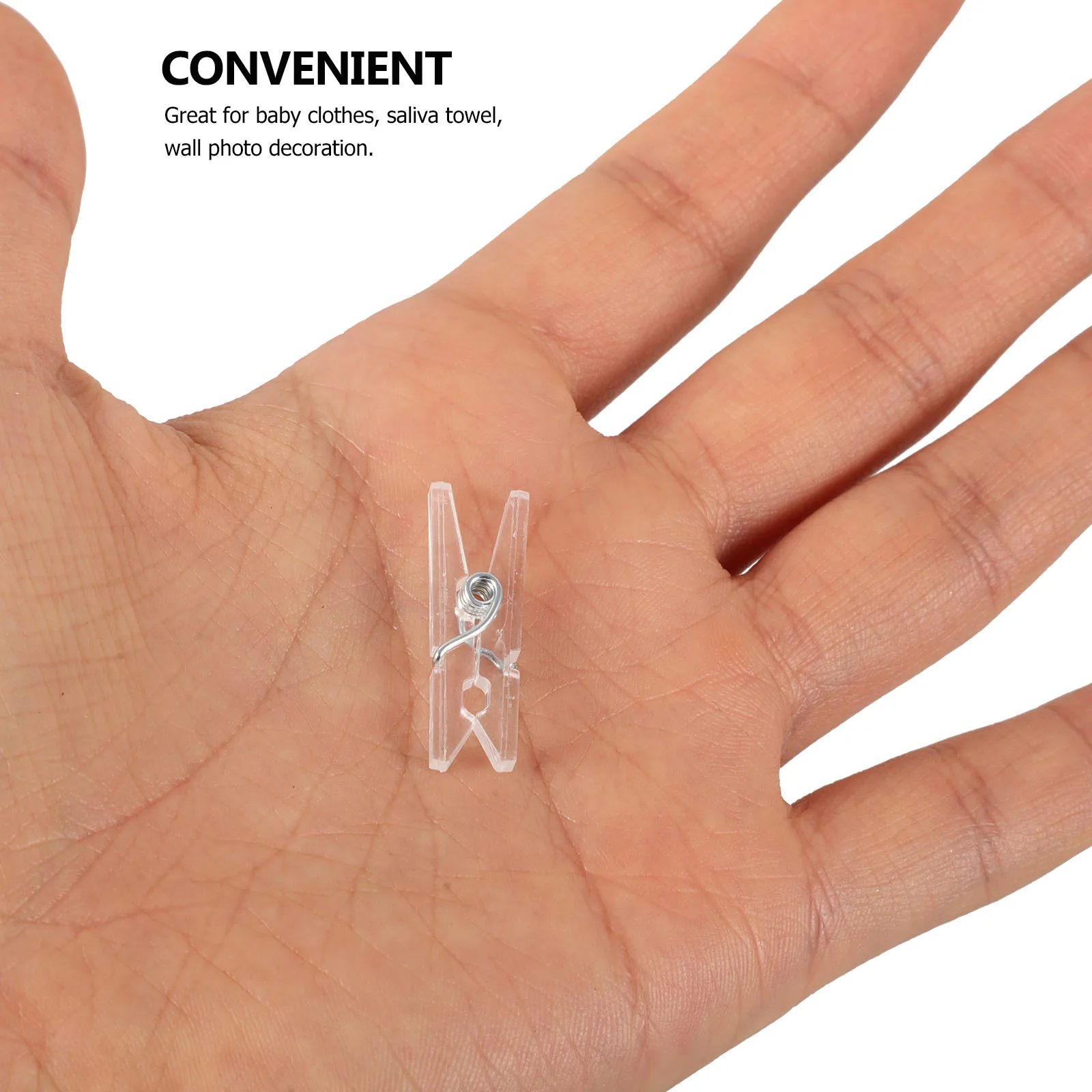 50Pcs Transparent Plastic Spring Hanging Clips Mini Clothespins for Clothesline Photo Wall Decoration Memo Clamps