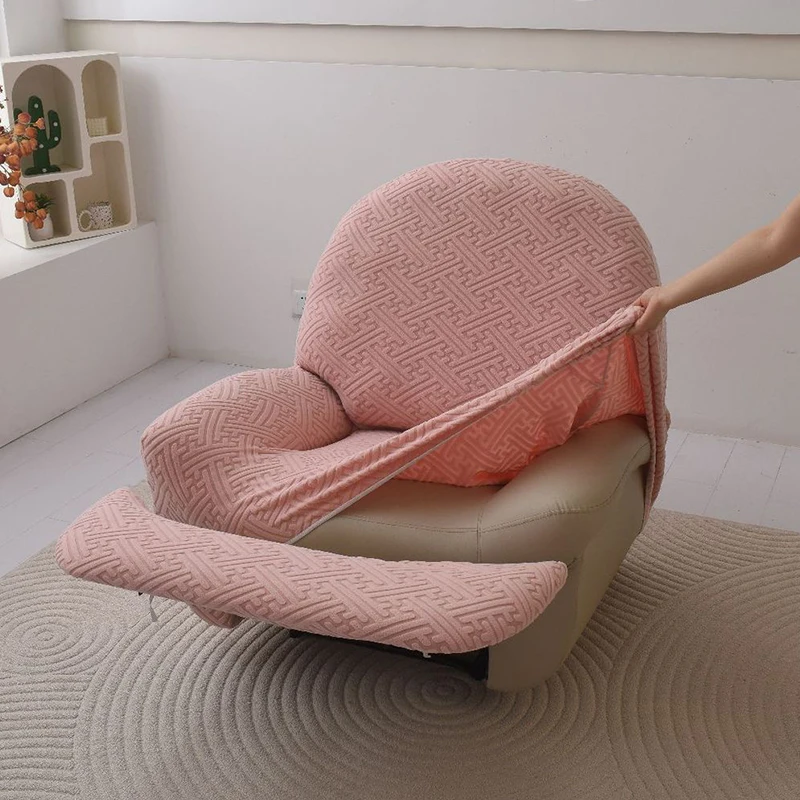 Grid Jacquard Pattern Recliner Sofa Cover Single Seat Sofa Slipcover Furniture Protector Lounge Chair Case Home Decor (NO Sofa)