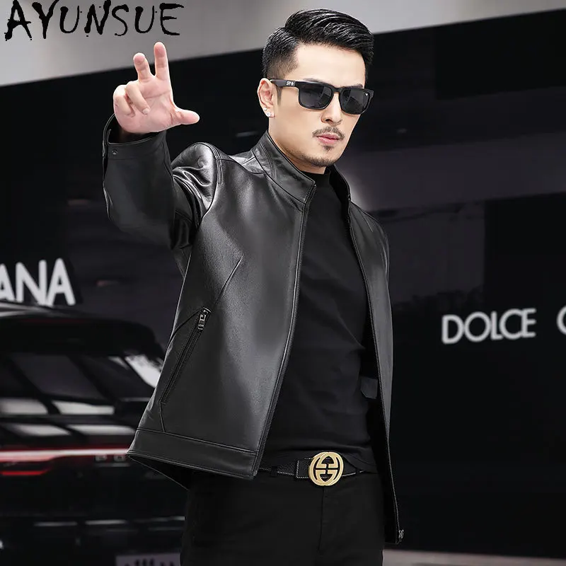 

Tcyeek Мужская куртка из натуральной кожи, весенне-осеннее пальто 2025 года, мужская одежда, облегающее пальто из натуральной яловой кожи с верхним слоем Jaqueta De Couro