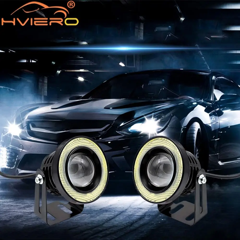 2X Car COB Auto DRL Led 12V HeadLamps Angel Eyes Fog Waterproof Headlights DRL Daytime Running DayLight Turn Signal Trunk Led image 3