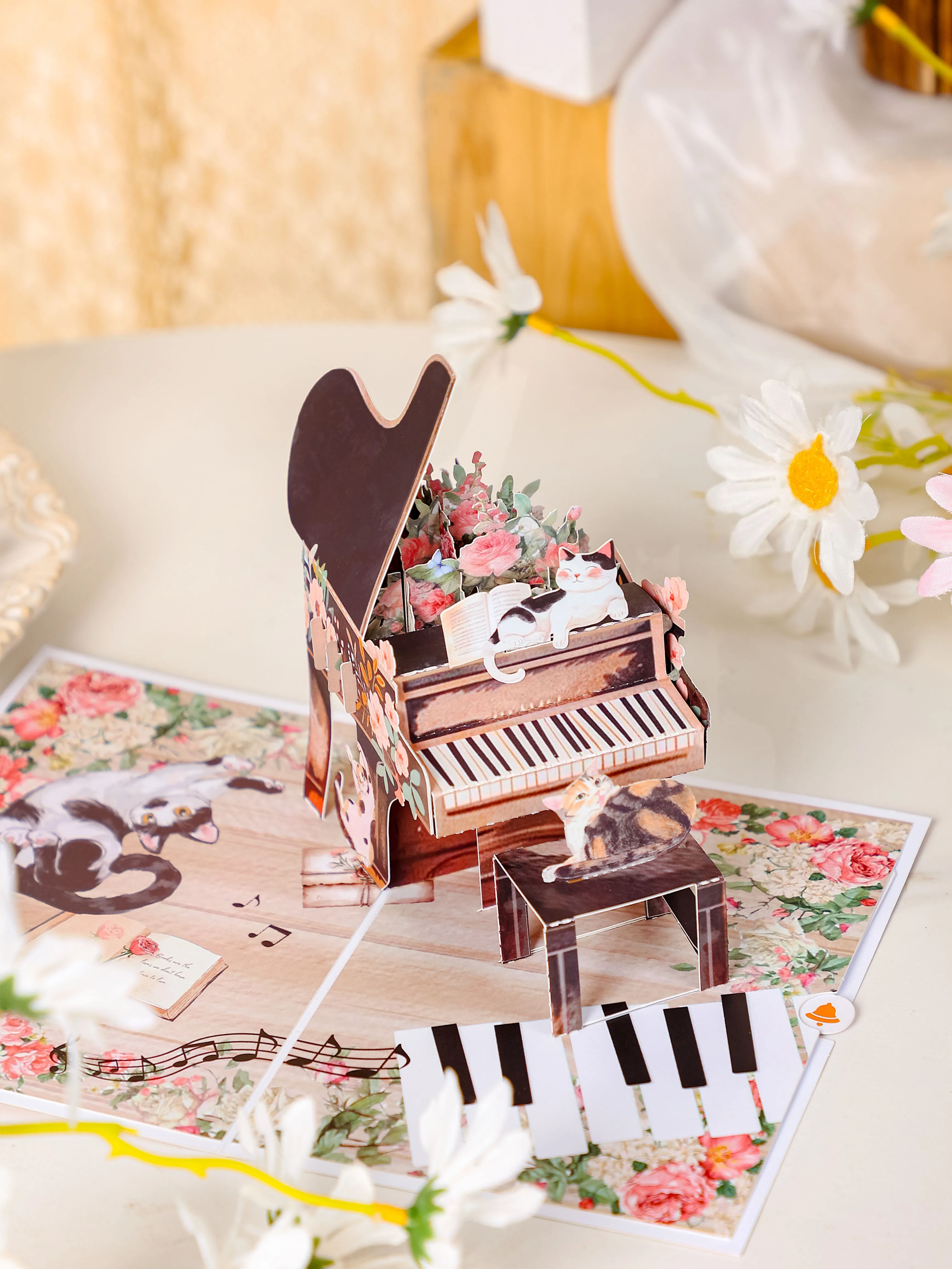 3D-Pop-up-Grußkarten für Gitarre und Klavier, Geschenkset für Musikinstrumente für Musikliebhaber, Geburtstags-/Weihnachtsfeiergeschenke