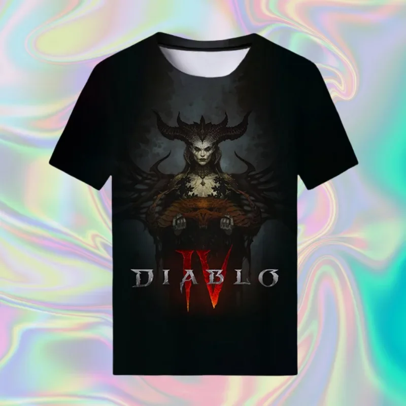 Latest Popular European and American Movie Devil Queen  Printed Round Neck T-shirt for Adults Summer Men Comfortable and Loose