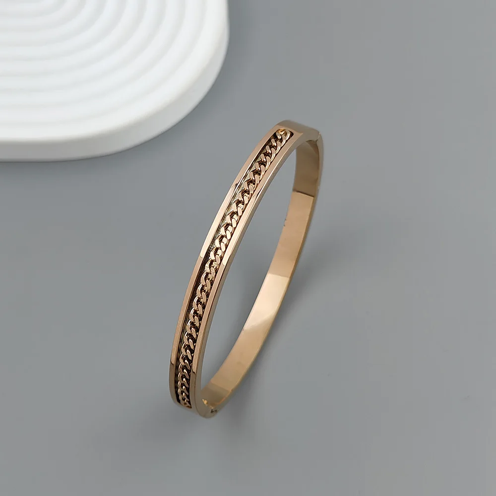 Punk style chain stainless steel gold-plated women\'s bracelet, high quality waterproof metal bracelet, party jewelry