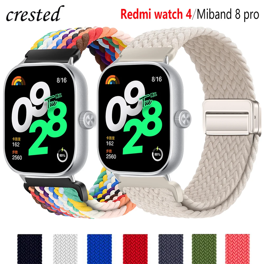 

for Redmi Watch 4 Strap Adjustable Sport Braided Nylon Magnetic Replacement belt correa bracelet for Xiaomi Miband 8 pro band