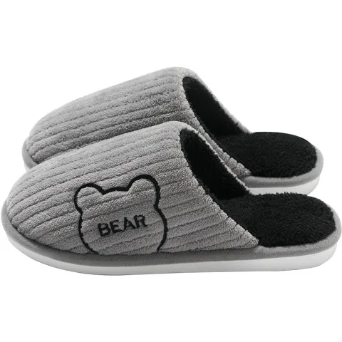 New Warm Home Slippers Men Winter Thick Plush Slides Couples Women Cute Cartoon Cotton Shoe Indoor Bedroom Anti-Slip