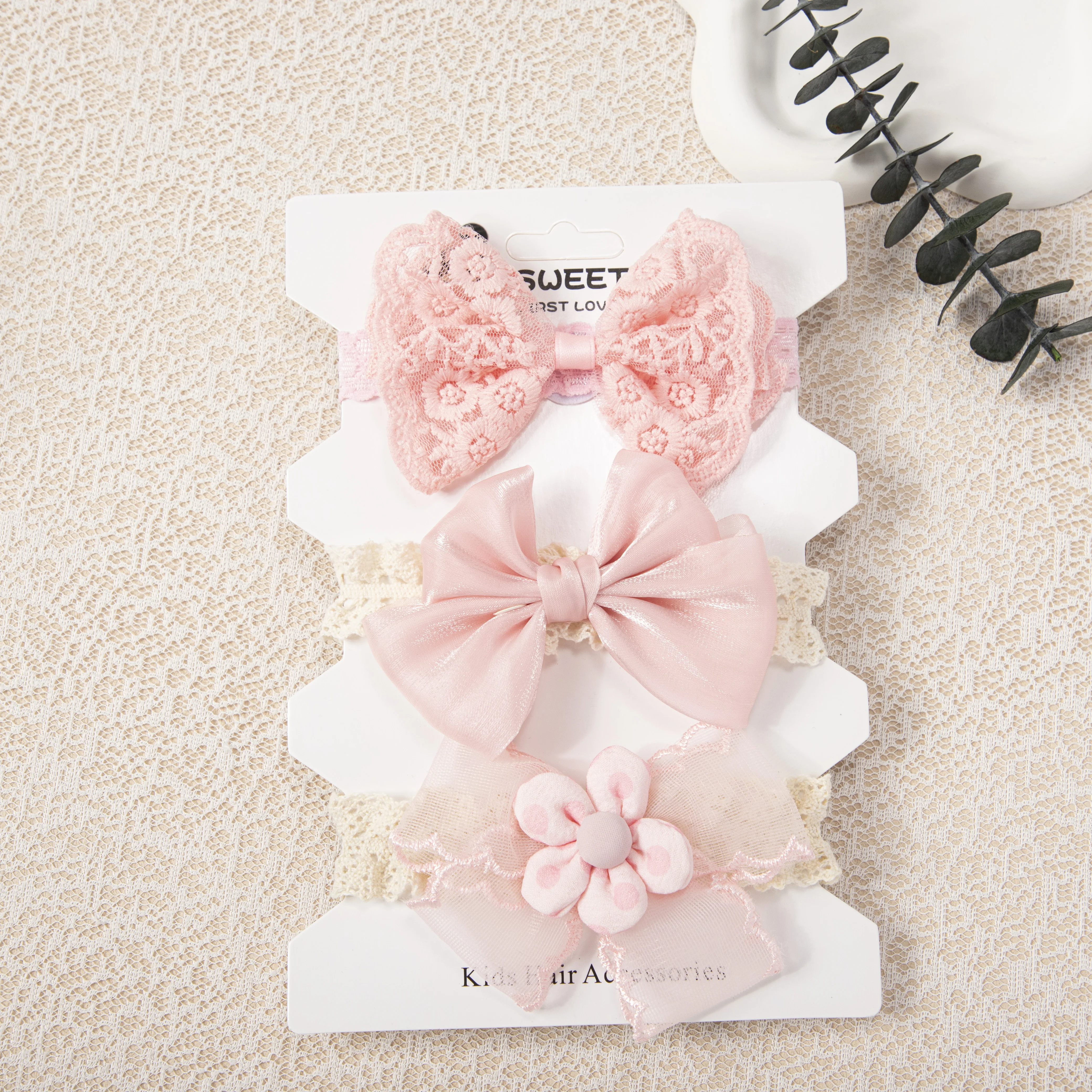 3 teile/satz Baby Mädchen Stirnbänder Prinzessin Rosa Spitze Bogen Haarband für Neugeborene Baby Elastische Kinder Turban Kinder Haar Zubehör