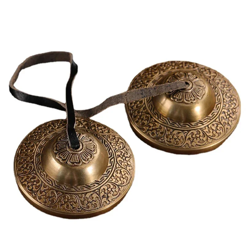 Large Nepal Tibetan Bells Handmade Brass Cymbals Tinkle Bell Buddhism Tingsha Bells Yoga Meditation Orff Instruments Gifts 9cm