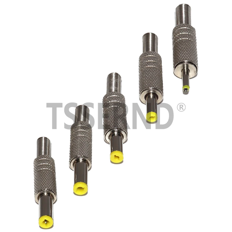 5PCS 5.5X2.5MM 5.5X2.1mm 4.8X1.7mm DC Power Jack Male Plug Metal Connector Adapter With Yellow Head 4.0*1.7mm 2.5*0.7mm